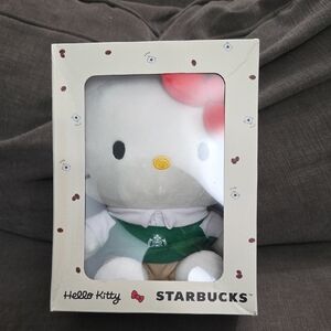 Starbucks Hello Kitty Plush with Pink Bow and Green Apron